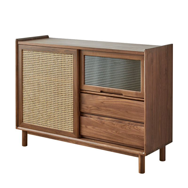 Modern Wood Sideboard Table 2 Drawers Cabinets Included Server for Living Room