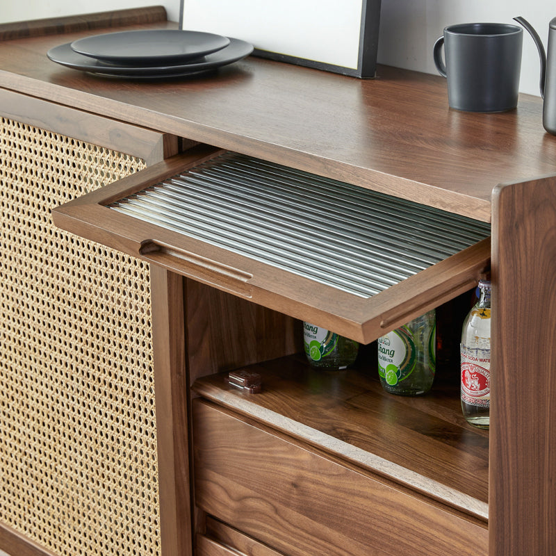 Modern Wood Sideboard Table 2 Drawers Cabinets Included Server for Living Room