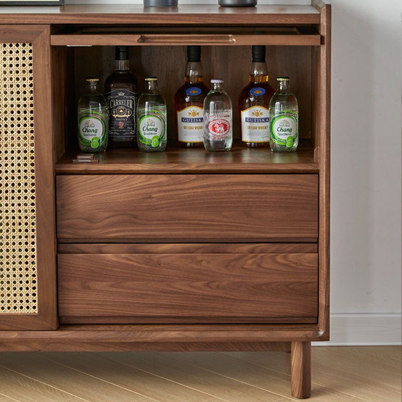 Modern Wood Sideboard Table 2 Drawers Cabinets Included Server for Living Room