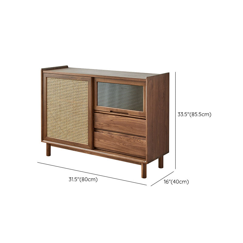 Modern Wood Sideboard Table 2 Drawers Cabinets Included Server for Living Room