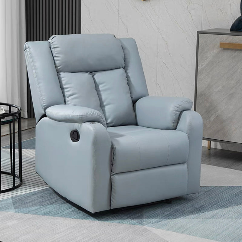 Contemporary Wingback Recliner Swivel Base Indoor Solid Color Manual-Push Botton