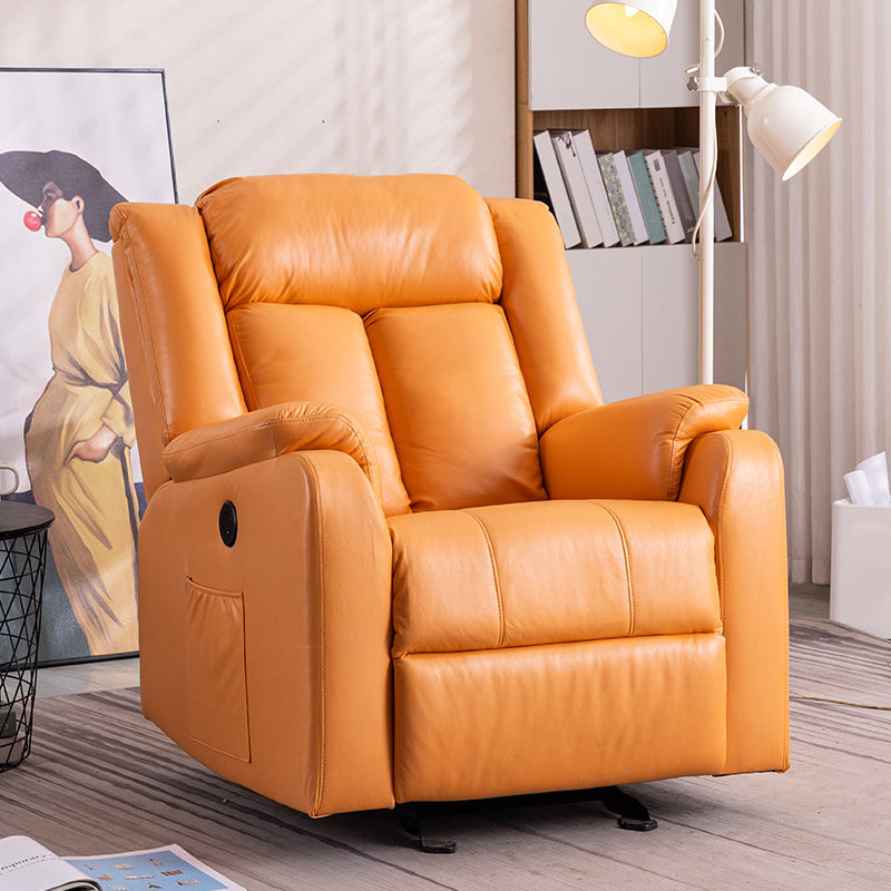 Contemporary Wingback Recliner Swivel Base Indoor Solid Color Manual-Push Botton