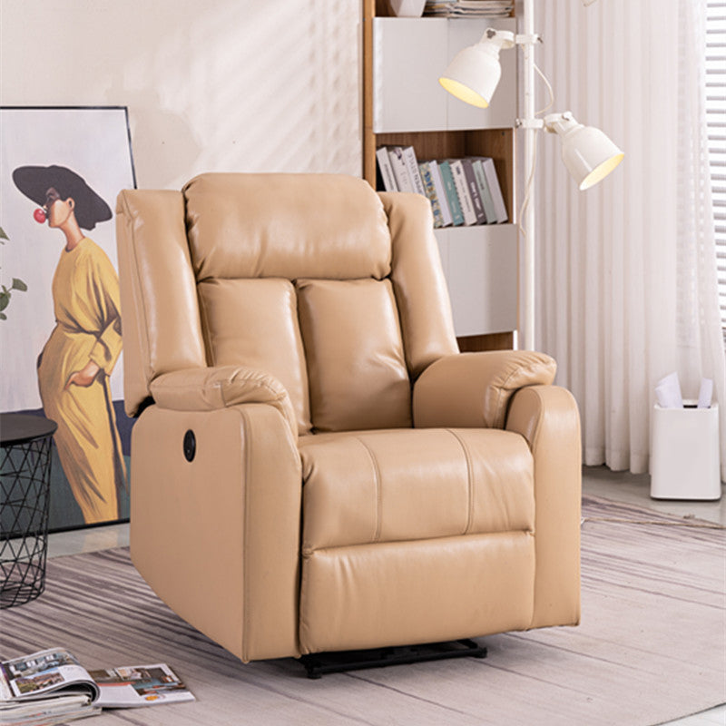 Contemporary Wingback Recliner Swivel Base Indoor Solid Color Manual-Push Botton