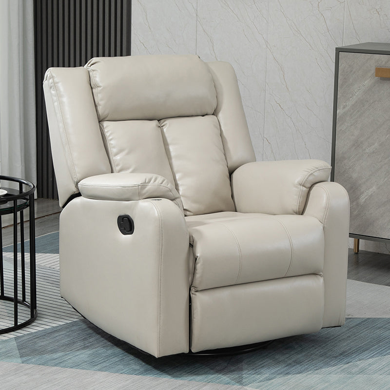 Contemporary Wingback Recliner Swivel Base Indoor Solid Color Manual-Push Botton