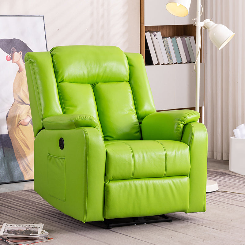 Contemporary Wingback Recliner Swivel Base Indoor Solid Color Manual-Push Botton