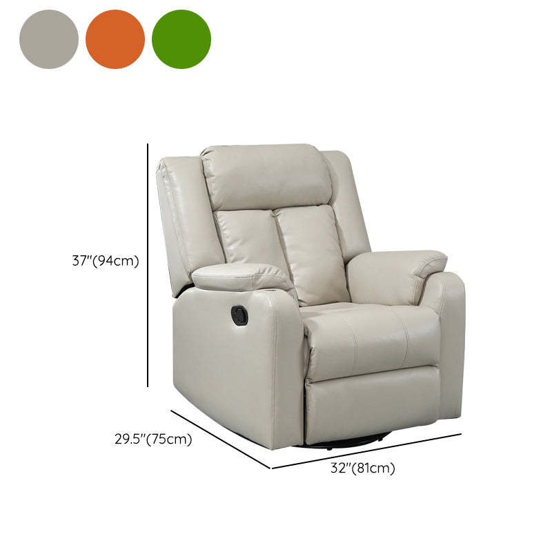 Contemporary Wingback Recliner Swivel Base Indoor Solid Color Manual-Push Botton