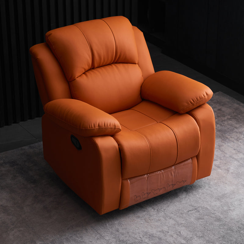 Solid Color Leather Standard Recliner Wood Frame Manual-Handle Recliner Chair