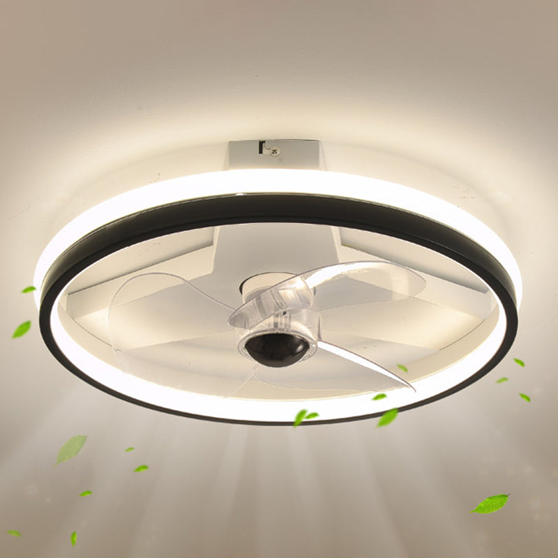 Modernism Single White/Black Ceiling Fan Lamp LED Ceiling Fan Light for Bedroom