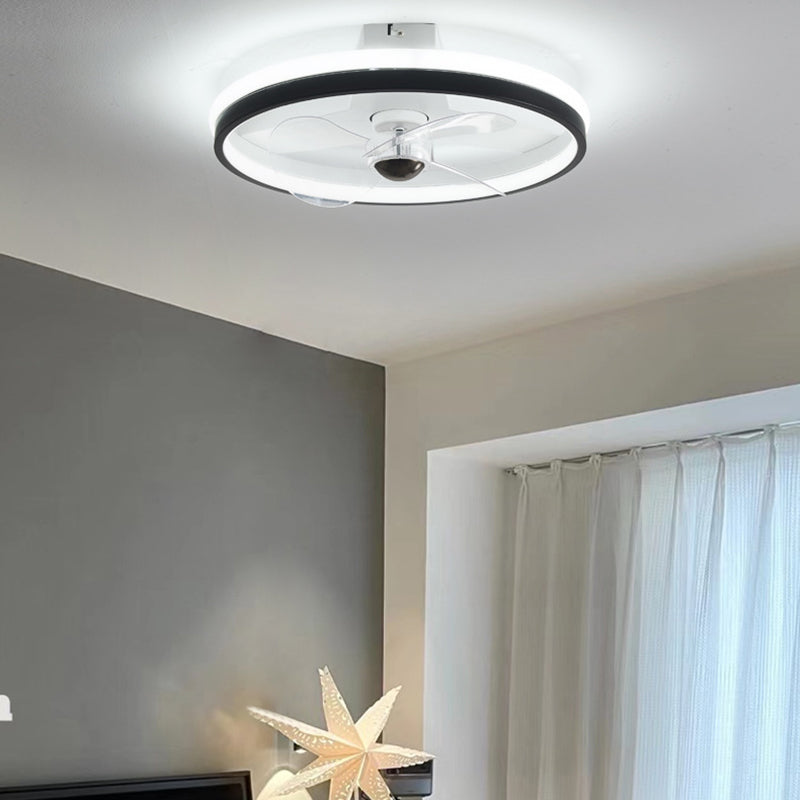 Modernism Single White/Black Ceiling Fan Lamp LED Ceiling Fan Light for Bedroom