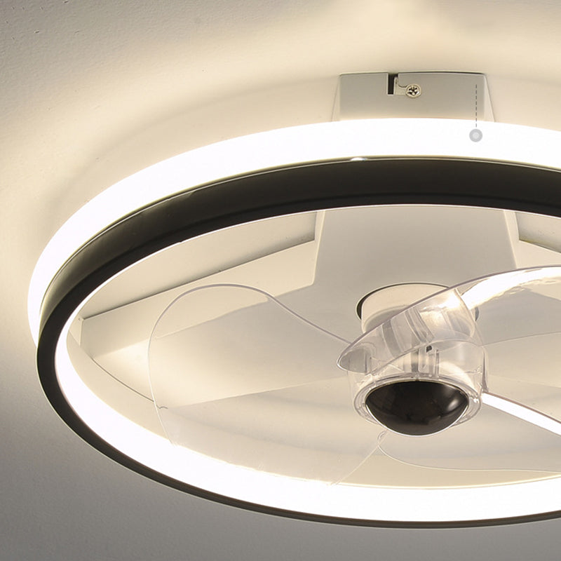 Modernism Single White/Black Ceiling Fan Lamp LED Ceiling Fan Light for Bedroom