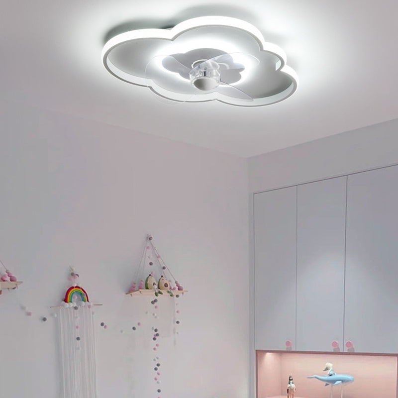 Modern 2-Light White Ceiling Fan Lamp LED Ceiling Fan Light for Bedroom