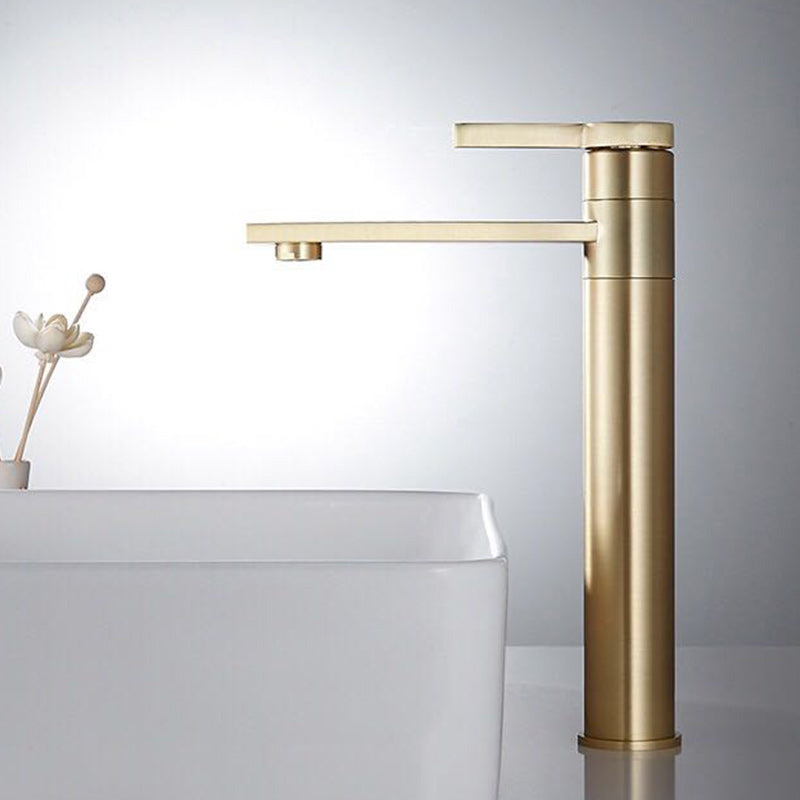 Brass Single Hole Sink Faucet Low Arc Square Bathroom Sink Faucet