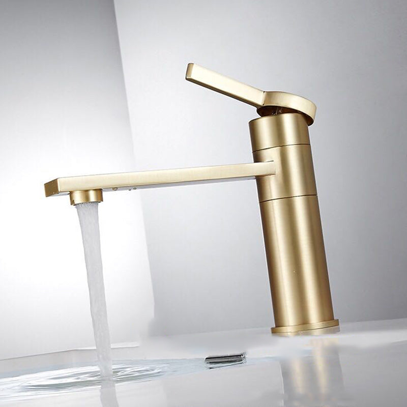 Brass Single Hole Sink Faucet Low Arc Square Bathroom Sink Faucet