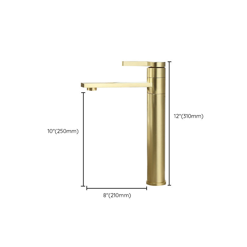 Brass Single Hole Sink Faucet Low Arc Square Bathroom Sink Faucet