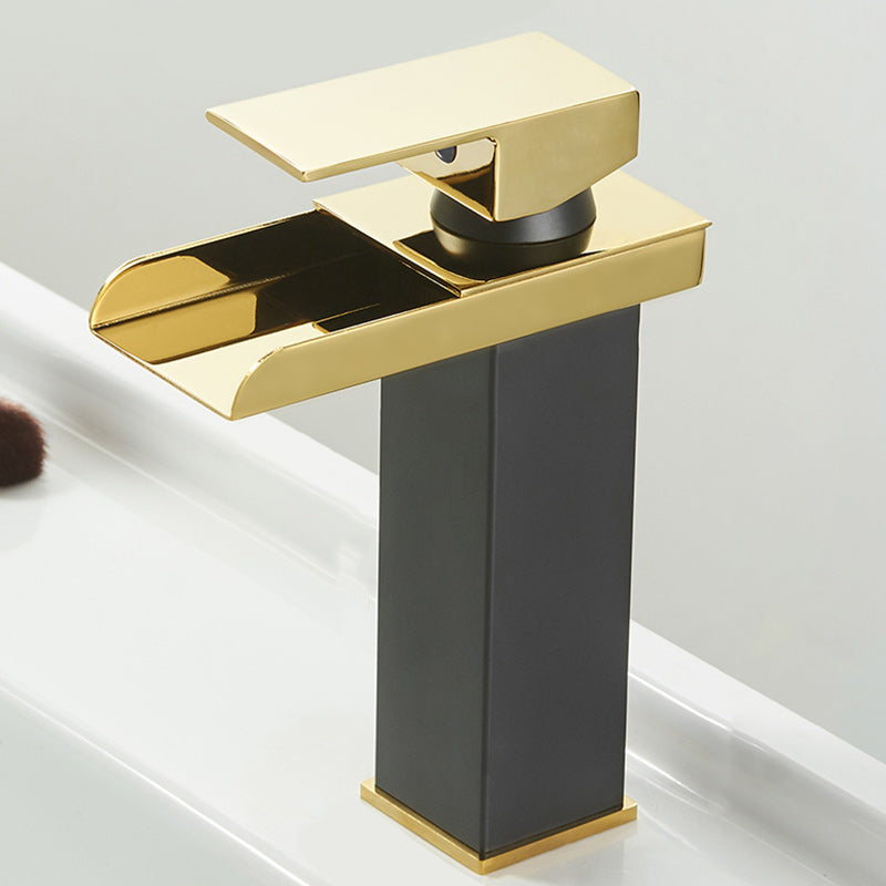 Modern Waterfall Spout Sink Faucet with Led Brass Lavatory Faucet