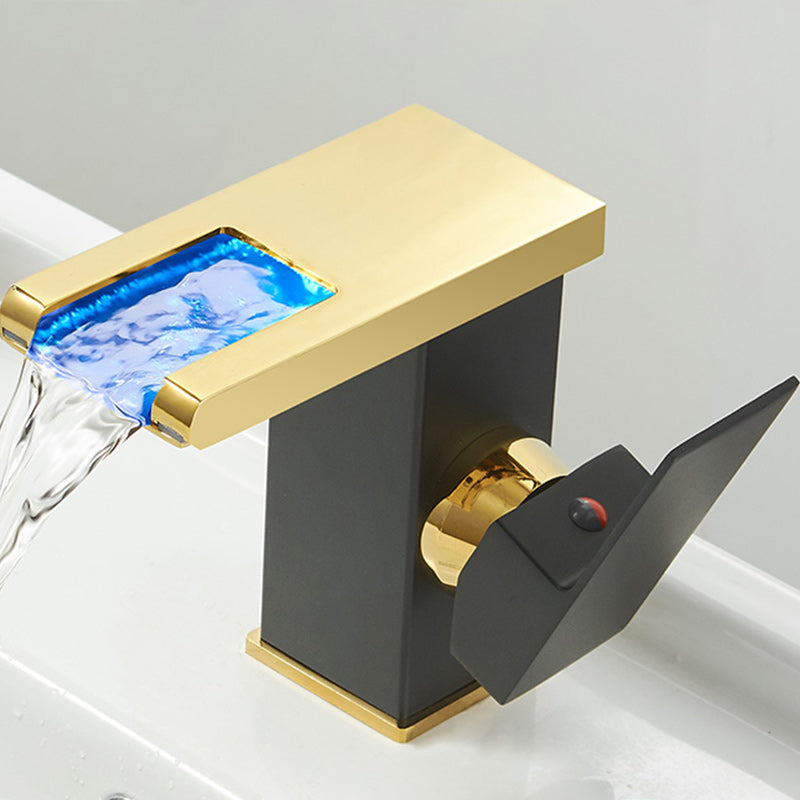 Modern Waterfall Spout Sink Faucet with Led Brass Lavatory Faucet