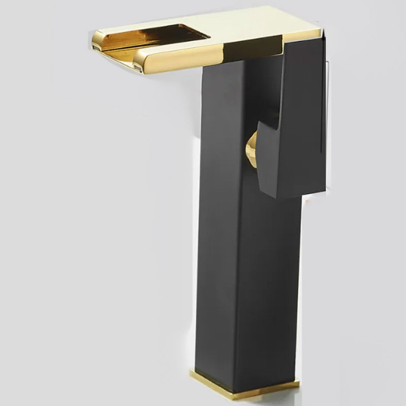 Modern Waterfall Spout Sink Faucet with Led Brass Lavatory Faucet