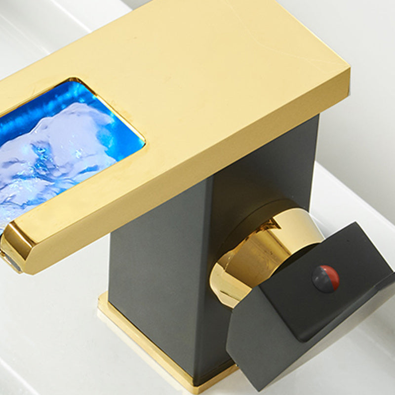 Modern Waterfall Spout Sink Faucet with Led Brass Lavatory Faucet