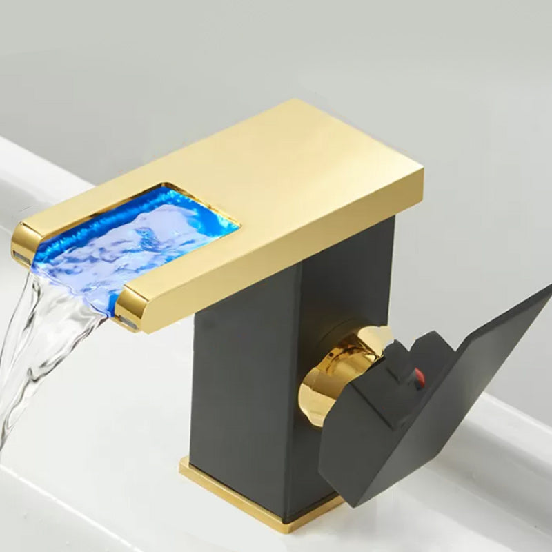 Modern Waterfall Spout Sink Faucet with Led Brass Lavatory Faucet