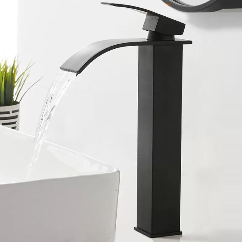 Modern Waterfall Spout Sink Faucet with Led Brass Lavatory Faucet