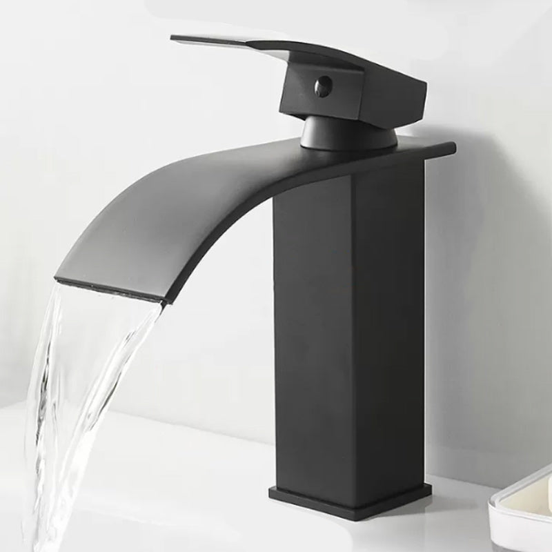 Modern Waterfall Spout Sink Faucet with Led Brass Lavatory Faucet