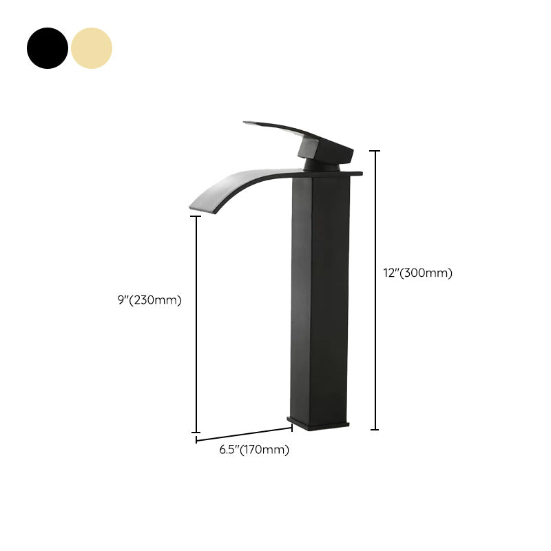 Modern Waterfall Spout Sink Faucet with Led Brass Lavatory Faucet