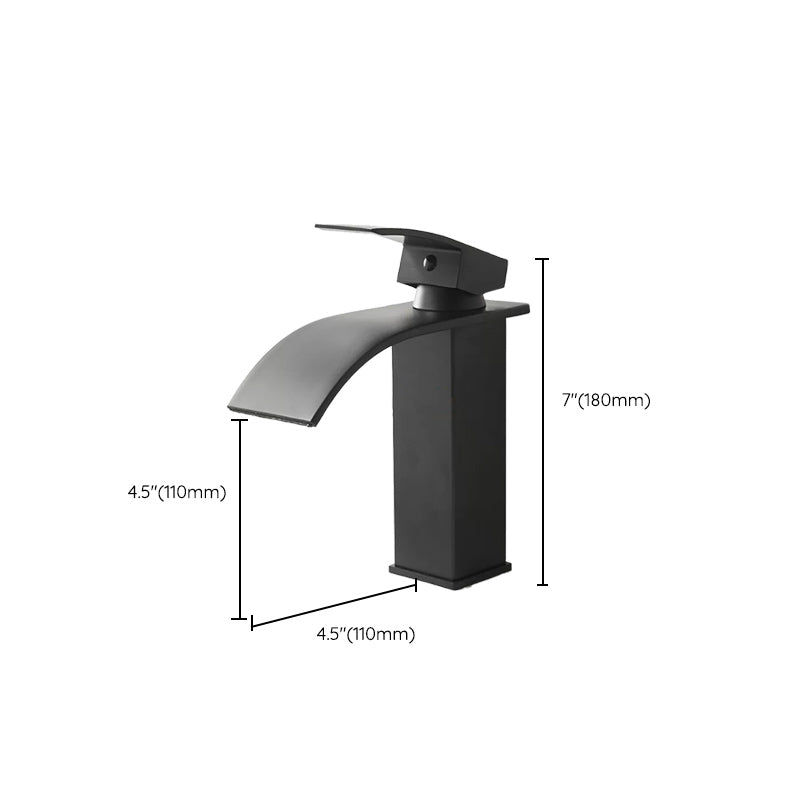 Modern Waterfall Spout Sink Faucet with Led Brass Lavatory Faucet