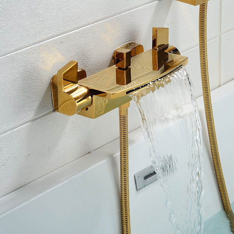 Contemporary Bathroom Faucet Wall Mounted Copper Low Arc Fixed Clawfoot Tub Faucets