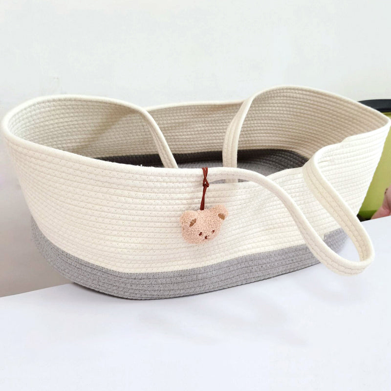 Upholstered Oval Crib Cradle Folding Moses Basket for Newborn