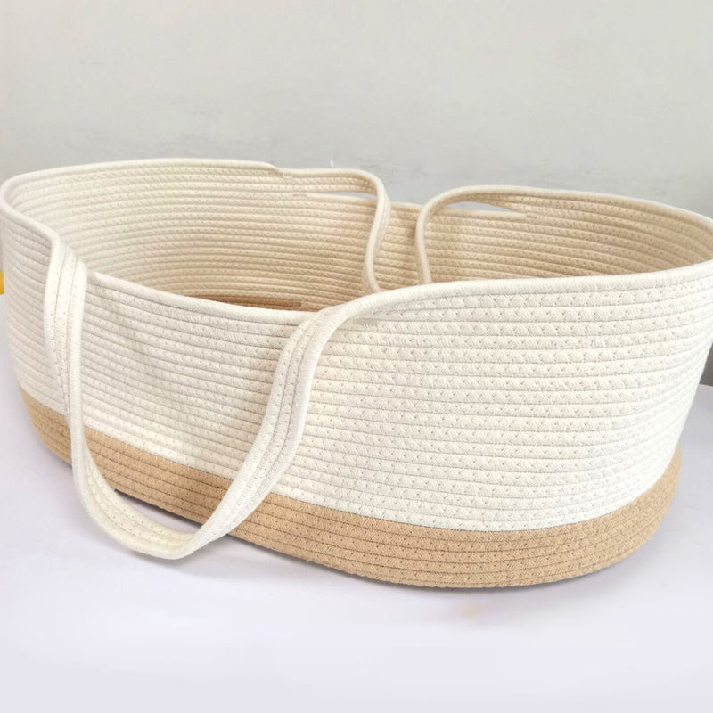 Upholstered Oval Crib Cradle Folding Moses Basket for Newborn