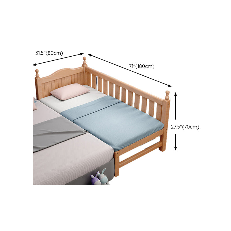 Modern Beech Wood Baby Crib with Mattress, Standard Size Nursery Crib in Light Wood