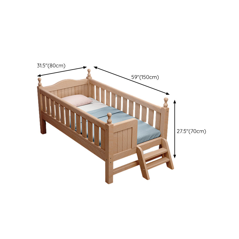 Modern Beech Wood Baby Crib with Mattress, Standard Size Nursery Crib in Light Wood