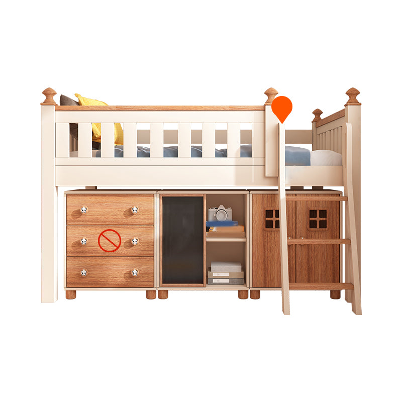 Contemporary Brone Nursery Crib Solid Wood Standard Bunk Bed with Guardrail