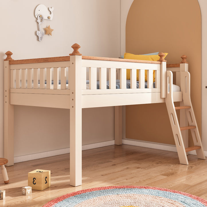 Contemporary Brone Nursery Crib Solid Wood Standard Bunk Bed with Guardrail