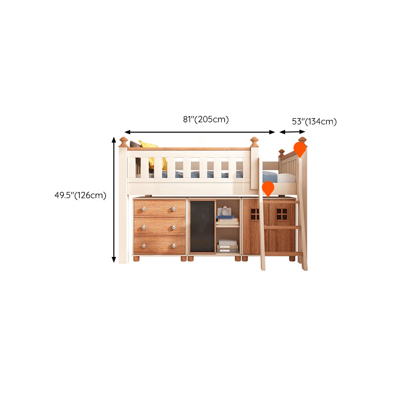 Contemporary Brone Nursery Crib Solid Wood Standard Bunk Bed with Guardrail