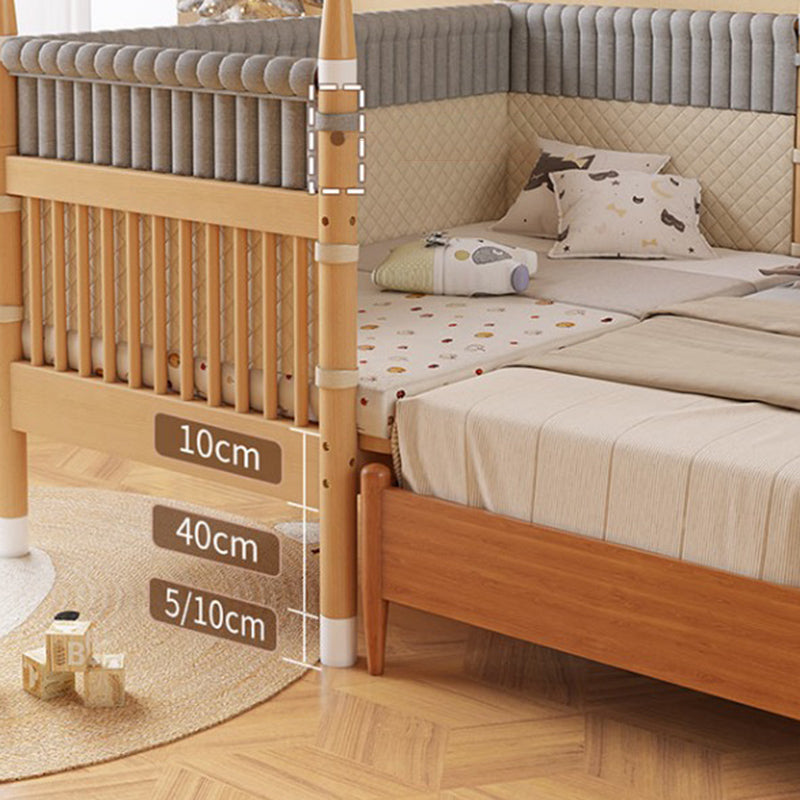 Farmhouse Nursery Crib with Adjustable Height in Natural Wood