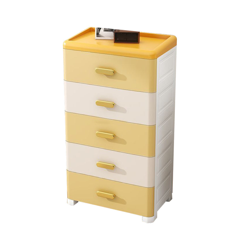 Modern Vertical Kids Nightstand 5 Drawers Plastic Nursery Dresser for Room