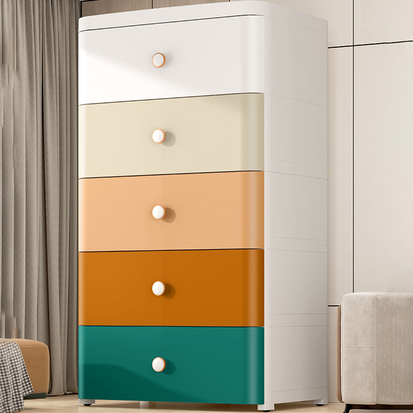 Modernism Plastic Nursery Dresser Vertical Kids Nightstand with 3/4/5/6/7 Drawers for Home