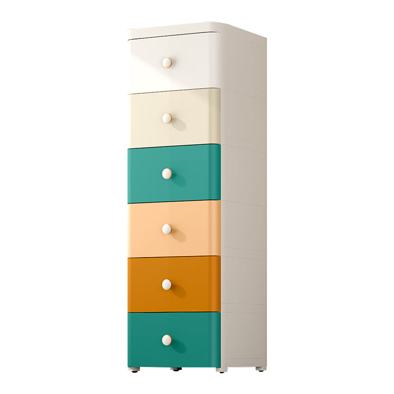 Modernism Plastic Nursery Dresser Vertical Kids Nightstand with 3/4/5/6/7 Drawers for Home