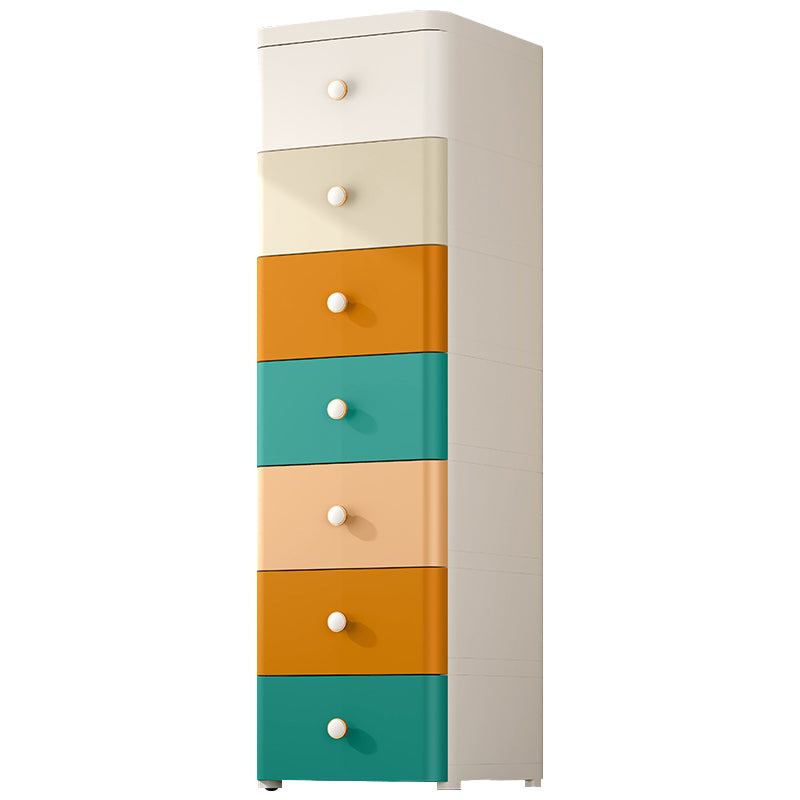 Modernism Plastic Nursery Dresser Vertical Kids Nightstand with 3/4/5/6/7 Drawers for Home