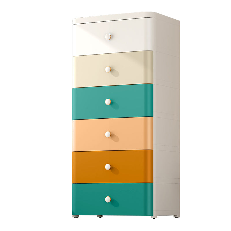 Modernism Plastic Nursery Dresser Vertical Kids Nightstand with 3/4/5/6/7 Drawers for Home