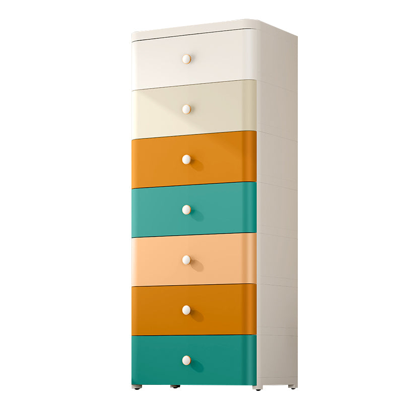 Modernism Plastic Nursery Dresser Vertical Kids Nightstand with 3/4/5/6/7 Drawers for Home