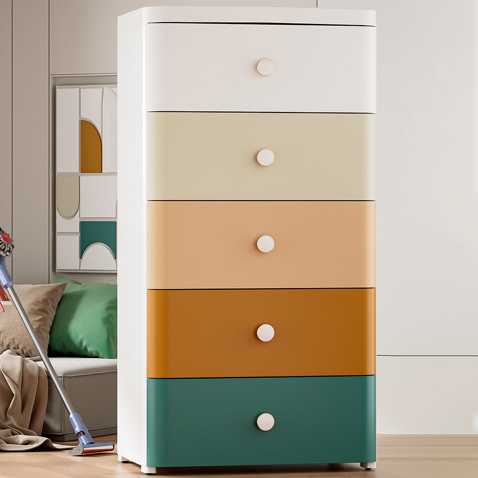 Modernism Plastic Nursery Dresser Vertical Kids Nightstand with 3/4/5/6/7 Drawers for Home