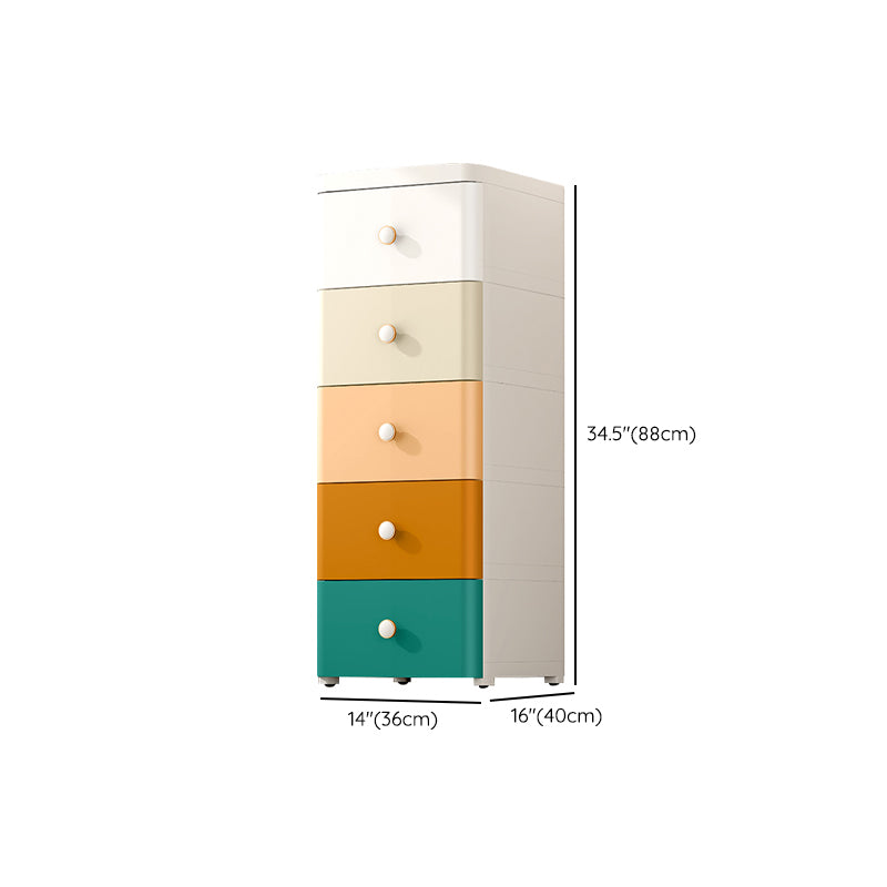 Modernism Plastic Nursery Dresser Vertical Kids Nightstand with 3/4/5/6/7 Drawers for Home