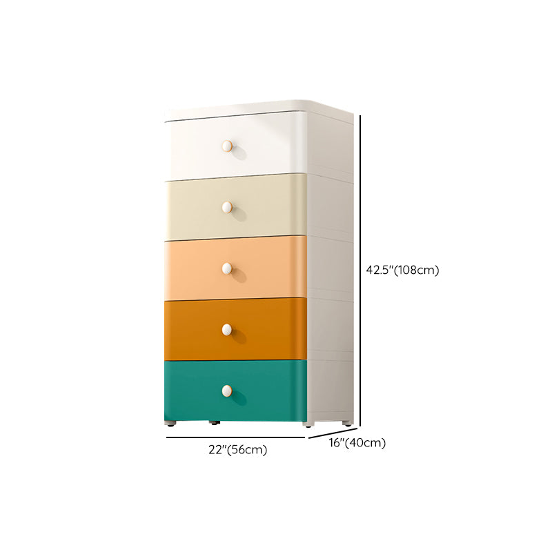 Modernism Plastic Nursery Dresser Vertical Kids Nightstand with 3/4/5/6/7 Drawers for Home