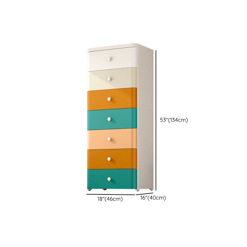 Modernism Plastic Nursery Dresser Vertical Kids Nightstand with 3/4/5/6/7 Drawers for Home