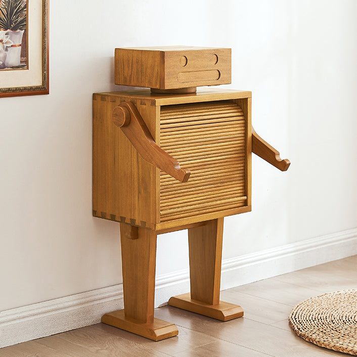 32.3" H Wooden Kids Nightstand Modern Robot Nightstand with Storage