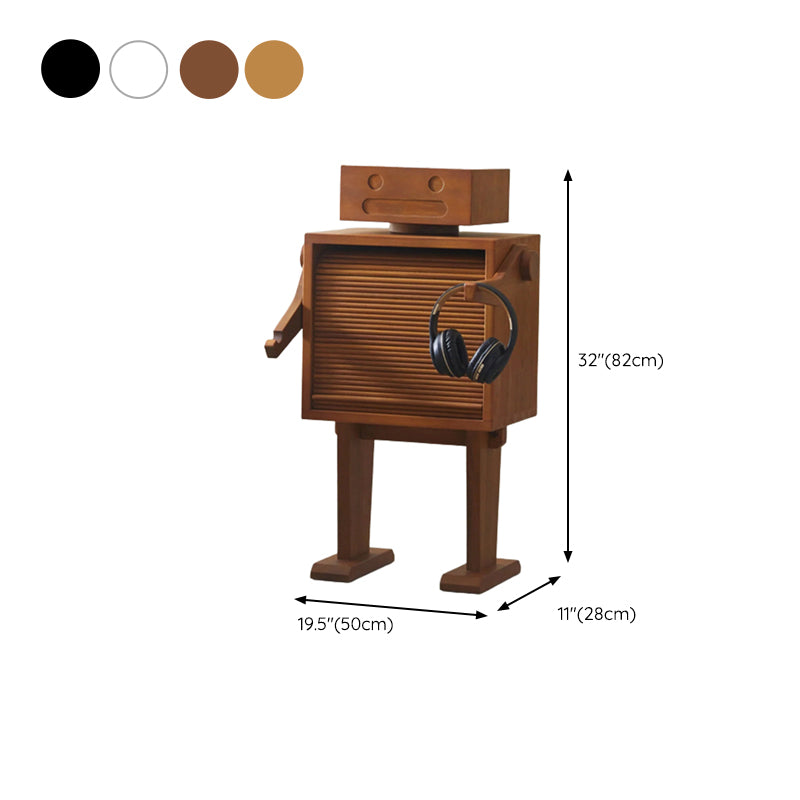 32.3" H Wooden Kids Nightstand Modern Robot Nightstand with Storage