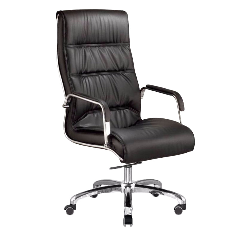 Modern Office Chair Fixed Arms Leather Adjustable Seat Height Desk Chair