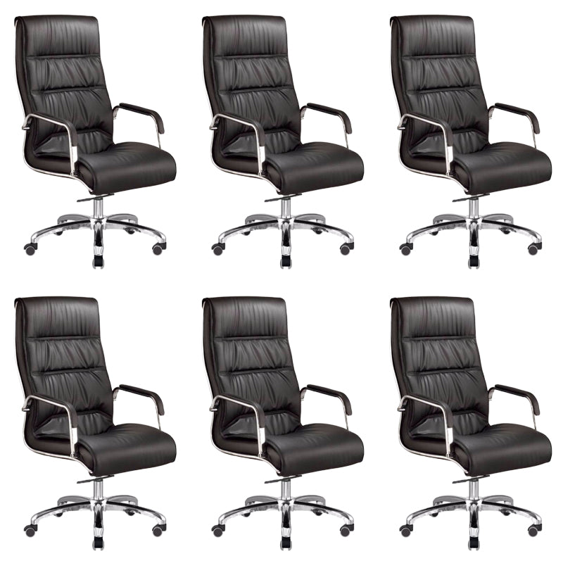 Modern Office Chair Fixed Arms Leather Adjustable Seat Height Desk Chair